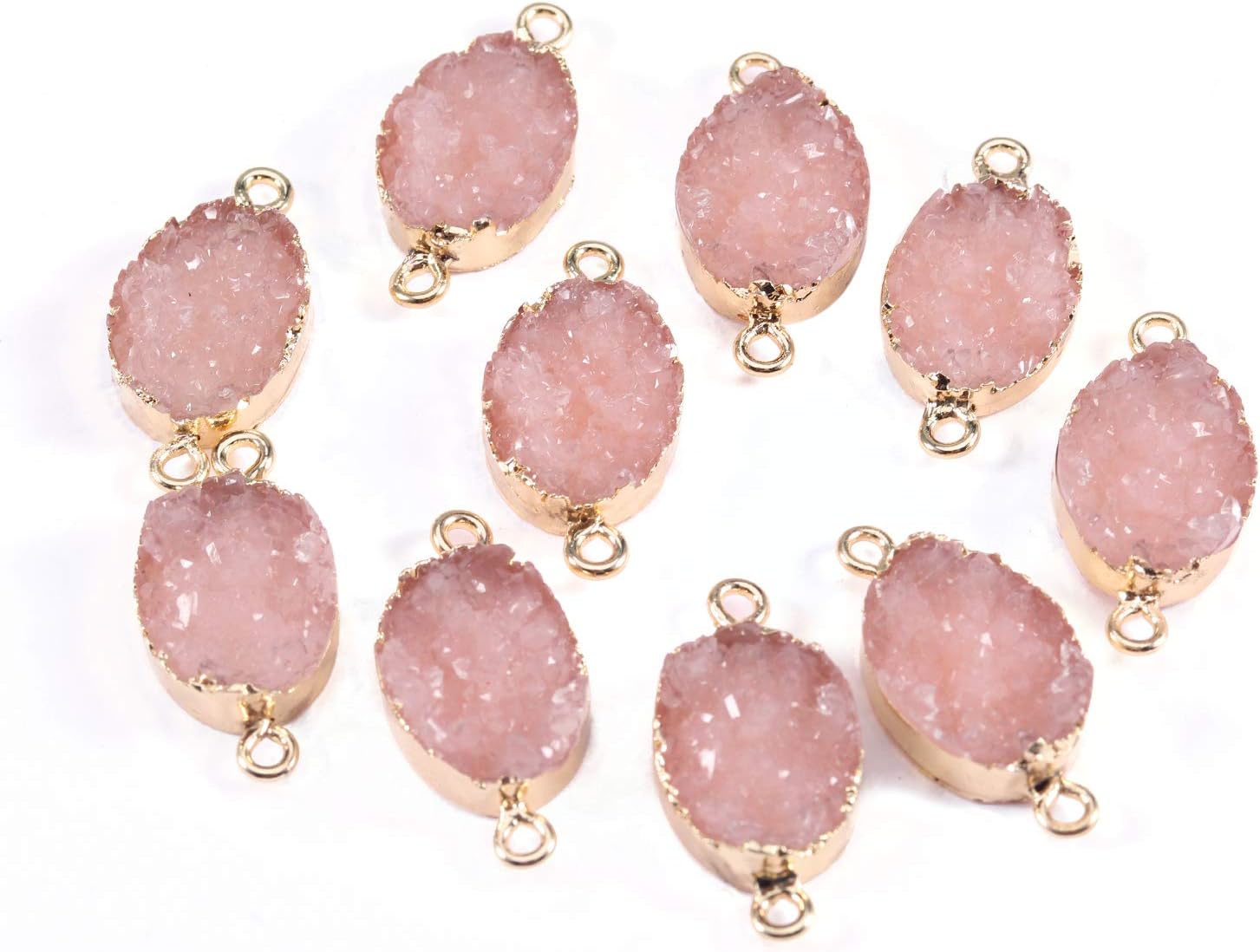 10pcs Faux Druzy Quartz Jewelry Connector Oval Resin Stone Fit for Charms Jewelry Making Bracelet Accessories