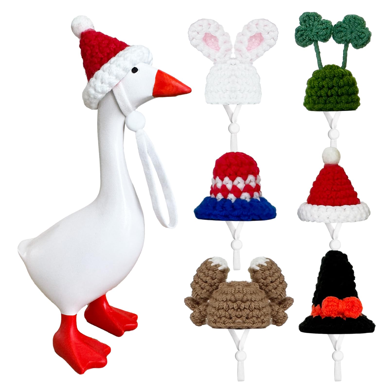 6 Pcs Holiday Desk Goose Outfits 7 Inch Goose Outfits All seasons Hand Crocheted Mini Goose Outfits for Magnetic Desk Geese St Patrick's Day Easter