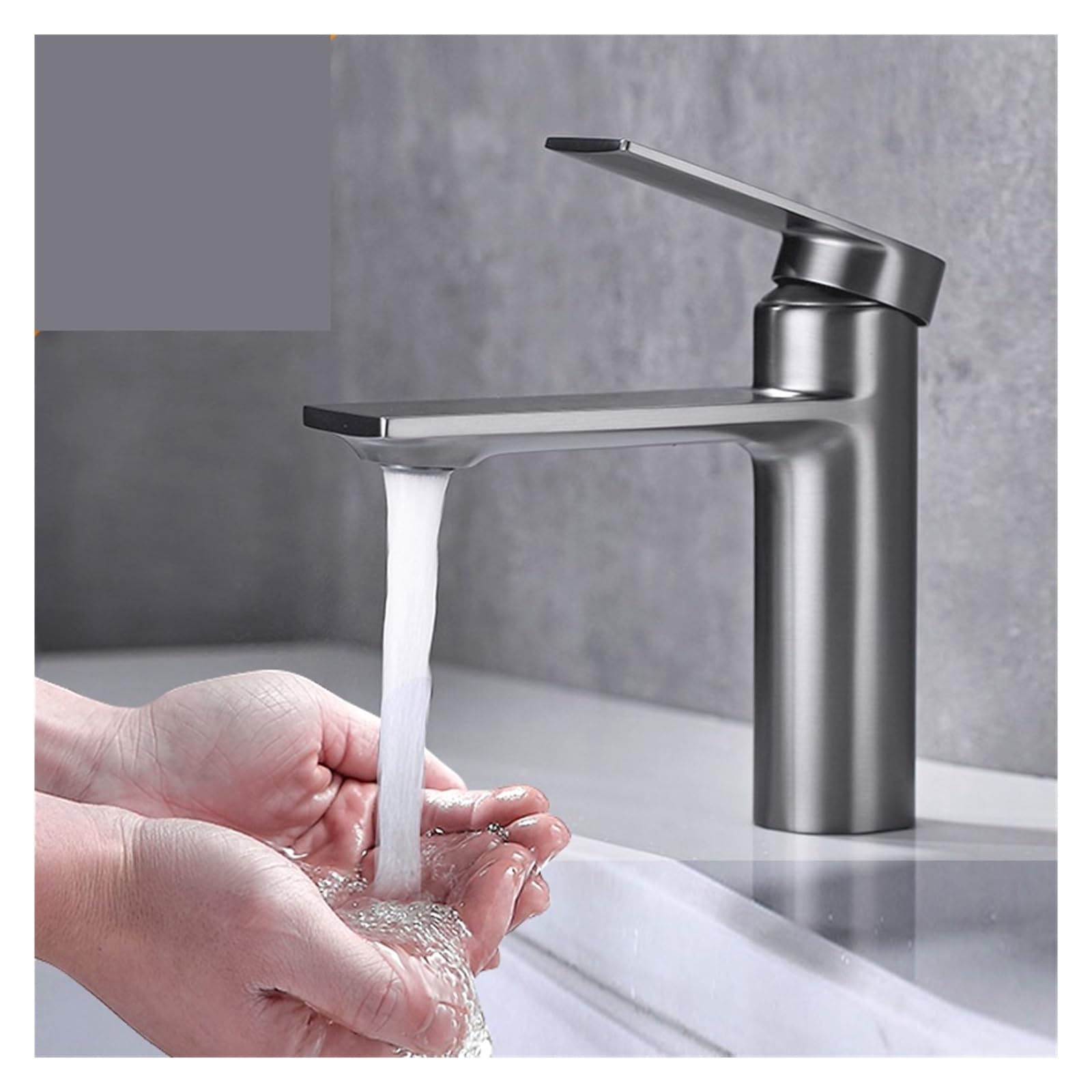 Bateria umywalkowa Bateria zlewozmywakowa Bateria z ciepłą i zimną wodą Jednootworowa bateria mosiężna szczotkowana Czarna(Chrome Faucet)
