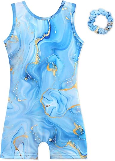 HOZIY Gymnastics Leotards for Girls with Shorts Biketards Dance Tumbling Outfits Matching Scrunchies 1-12 Years Old