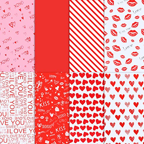 Bofeiya 160 hojas de papel de seda para el día de San Valentín de 20 x 20 pulgadas, diseño de corazón de amor, papel de regalo para manualidades, regalos, bricolaje, bodas, duchas (estilo 1) Cover