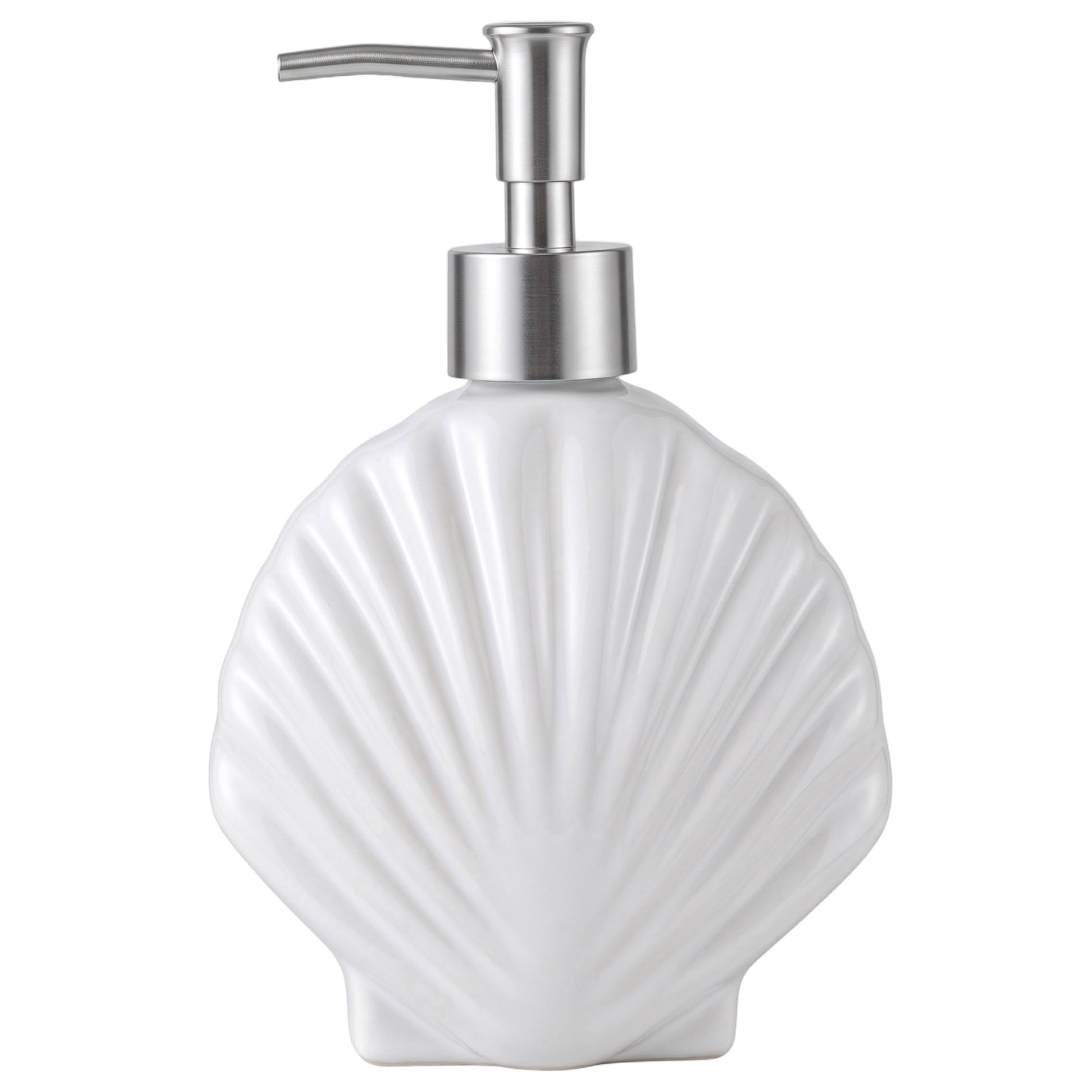 Sjfbebsy beach soap dispenser 360ml Coastal Soap Dispenser with Silver Pump Refillable Glass Hand Bottle for Bathroom & Hotel Use White - Boho