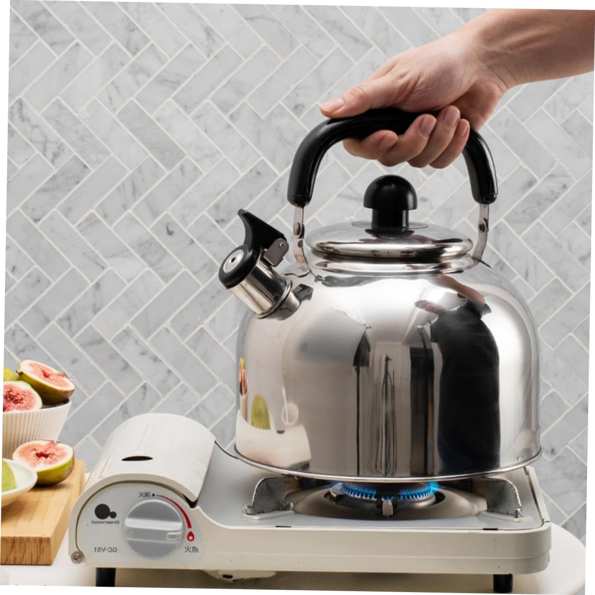 TOYANDONA Hervidor de Agua de Acero Inoxidable con Silbato Audible Mango Ergonómico Apto para Estufas de Gas Inducción y Eléctricas Fácil de Limpiar y