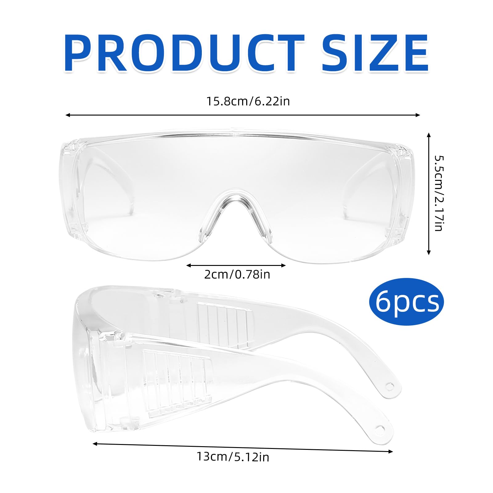 6 Stück Schutzbrille Kinder Arbeitsschutzbrille, Sicherheitsbrille Transparent Schutzbrille, Antibeschlag Bruchsicher, Kratzfeste Linsen, Kratzfest Komfortabel Sicher, für Brillenträger Labor Chemie