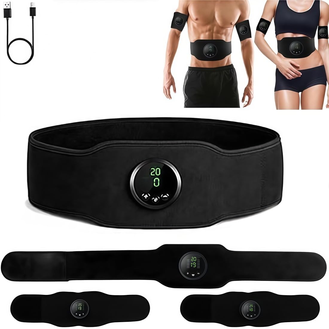 Genérico Electroestimulador Abdominal,Next Gen Ultra Muscle Fitness AB Belt, EMS Estimulador Muscular Abdominal, 12 Modos y 19 Intensidades, para Abdominales Brazos Piernas