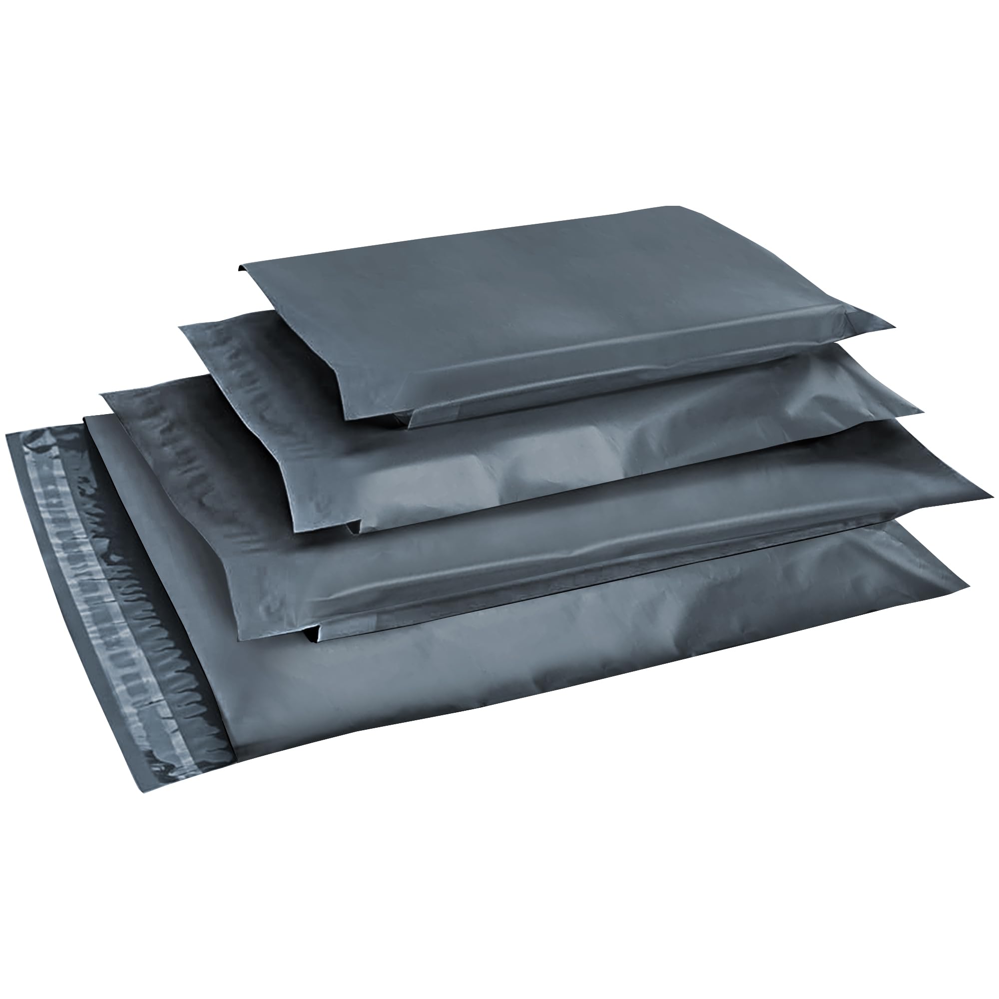 100 Mixed Parcel Bags - 4 Sizes, 25 Pack Each Postage Bags For Clothes - Mailing Bags For Large And Small Postal Delivery, Durable Packaging Suitable For Business And Personal Use - Grey