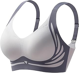 Sujetador para mujer con borde de encaje y hebilla en la parte delantera, sin movimiento de anillo de acero, fruncido sin costuras, ajuste, yoga, dormir, sujetador grande barato