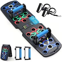 Push Up Board + Non Slip Handle + Resistance Bands, with Automatic Count & Timer, Foldable Portable Professional Workout Equipment Pushup Bar Resistance Chest Exercise Strength Function Gym Home Floor Men & Women