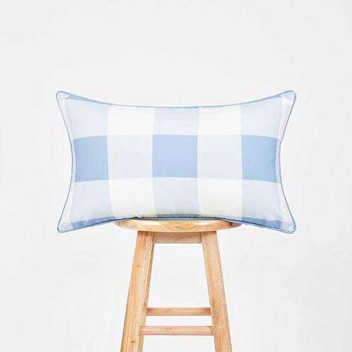 Miniatura 3 de Coastal Patio - Funda de almohada para interiores y exteriores, solo para patio, sofá, cuadros de búfalo negro, 20 x 20 pulgadas