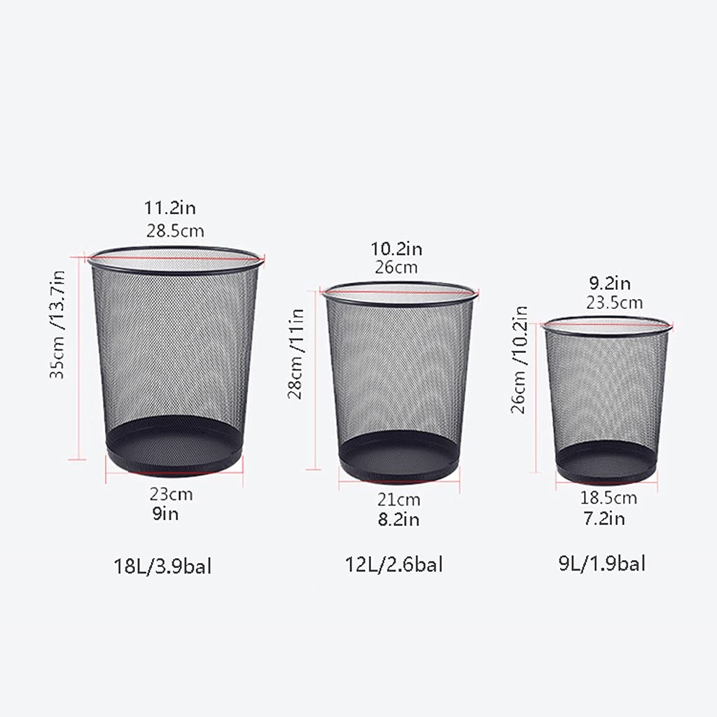Cestino per rifiuti da ufficio in rete rotonda (9L / 12L / 18L) per uso domestico o ufficio cestino rifiuti (taglia : 9L)