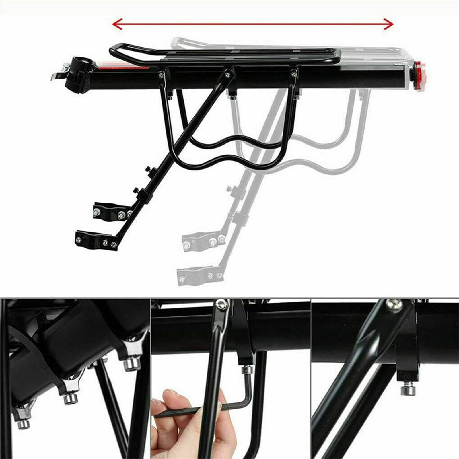 Gepäckträger Mountainbike, Universal Fahrrad Gepäckträger Hinten Aluminiumlegierung, Schnellspanner Einstellbare Fahrradgepäckträger mit Schutzbleche Reflektor Für 24-29 Zoll MTB