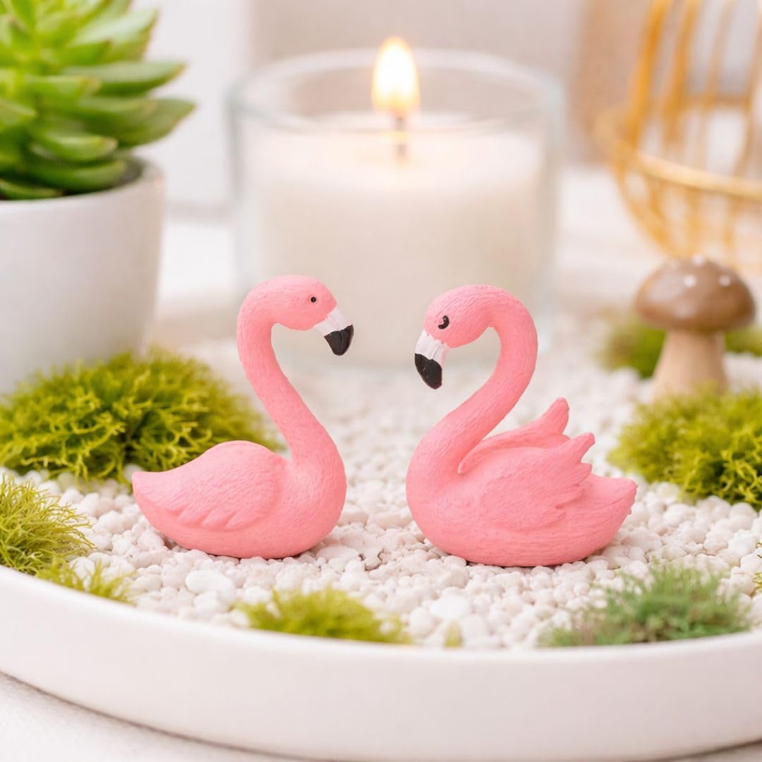 SATYAM KRAFT 1 Set (6 Pcs) Swan Miniature Figurines Showpiece | Gift for Him/Her Valentine's Day,Birthday,Wedding,Festive Decoration Home Decor, Table, Car Dashboard, Bedroom, Office (Multicolor)
