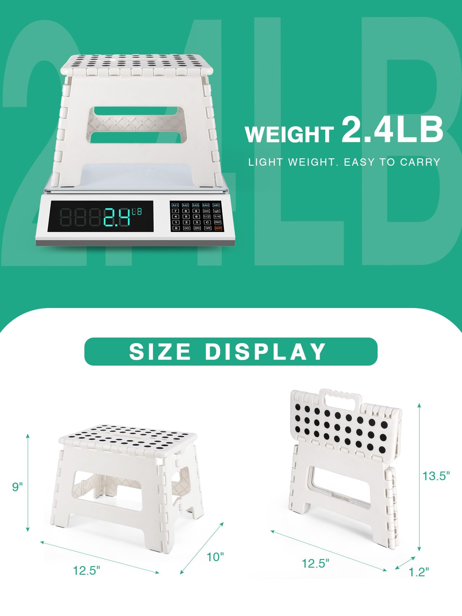 Tabouret Pliable Enfant Heimwohl 22cm Blanc - Marche-Pied Pliable En Plastique Pour Enfants