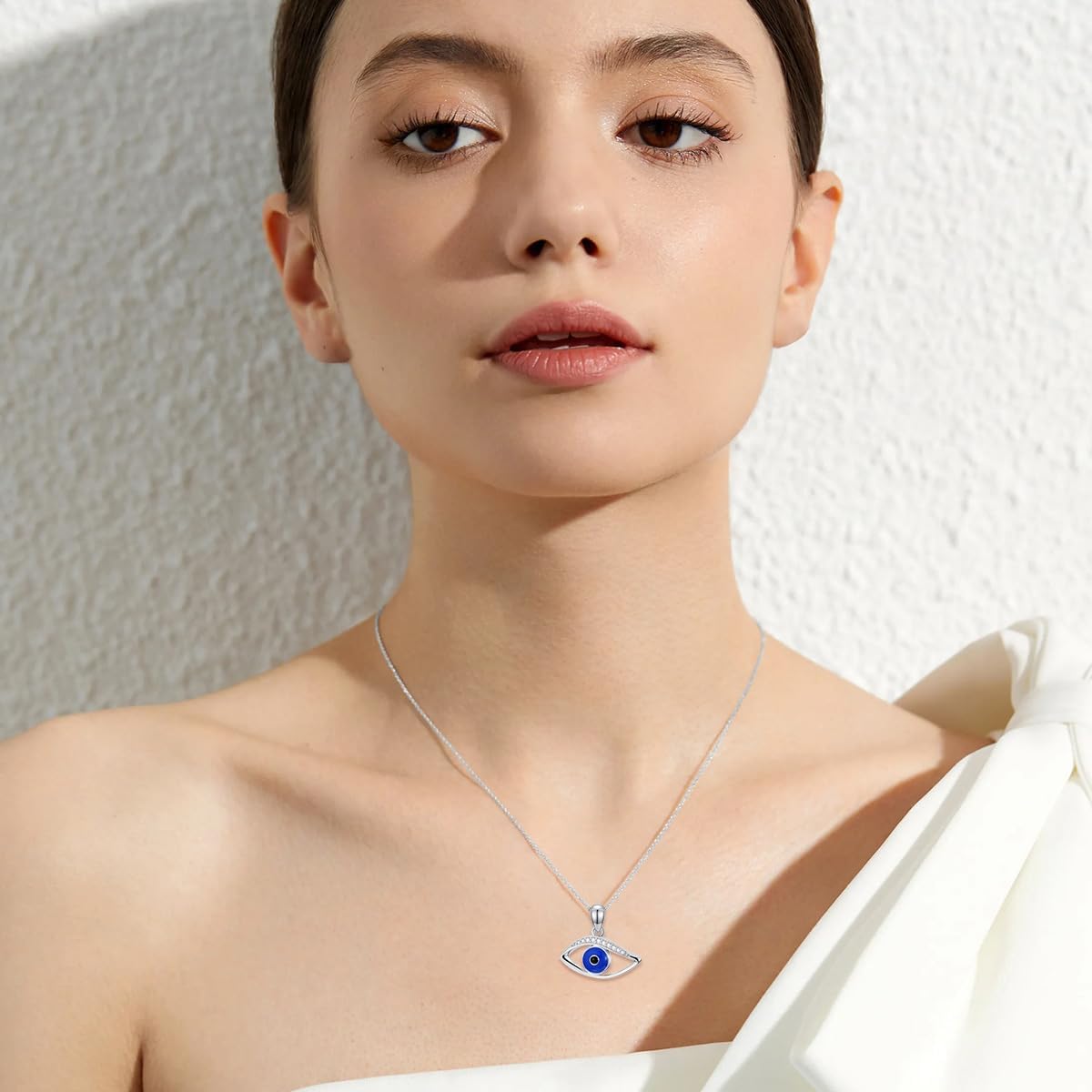 Diamond Evil Eye Necklace for Women 925 Sterling Silver Evil Eye Pendant Necklace Dainty Protection Jewelry Gift for Mothers Day Birthday Mom Wife - Image 2