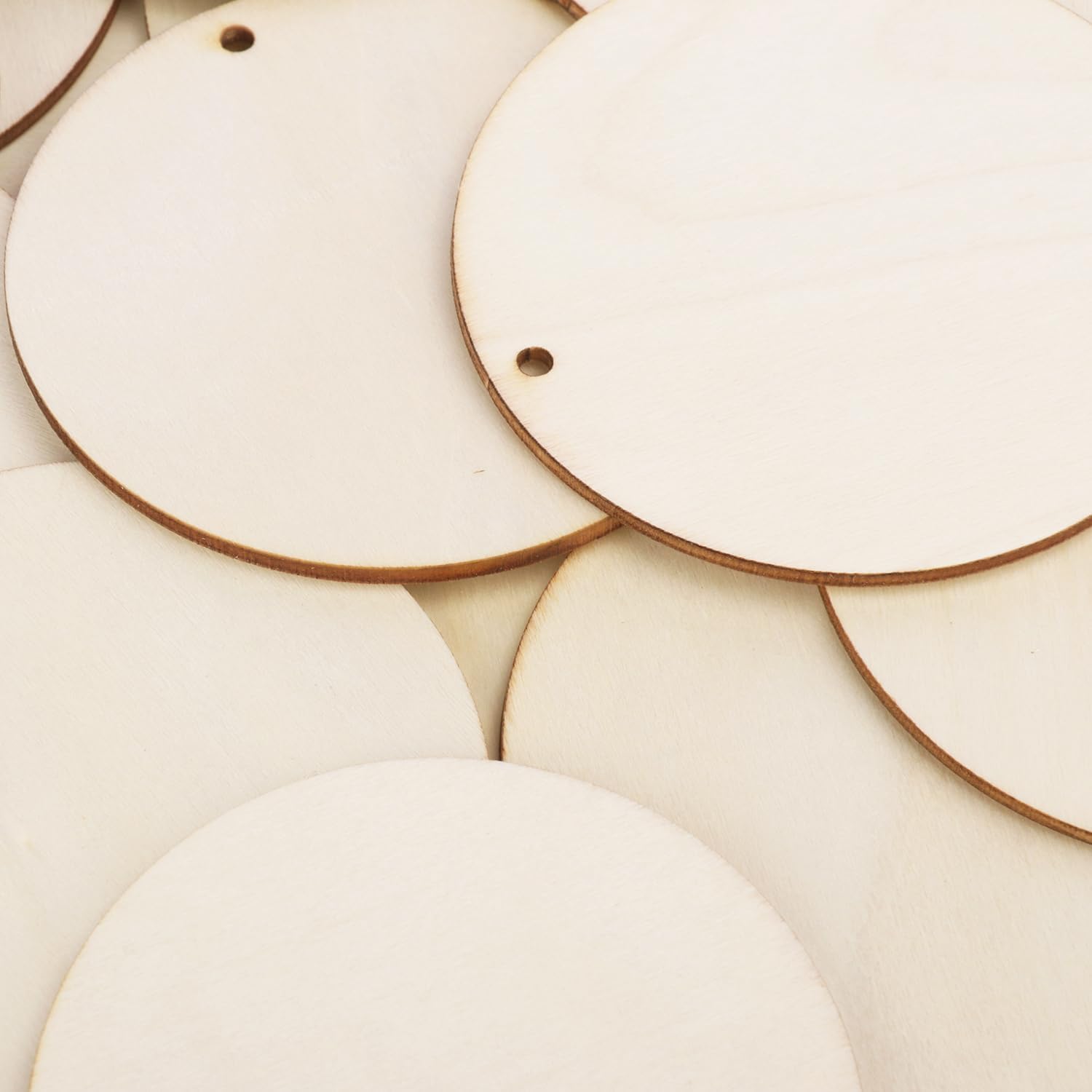 3 Inch Wood Circles, 300 Piece Unfinished Wooden Discs for Crafts, Blank Round Wood Discs with Holes, Perfect for DIY Crafts and Decorations by GNIEMCKIN
