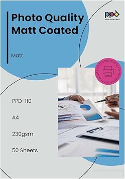 PPD 50 Sheets A4 Inkjet Matt Photo Paper 230gsm Super Heavy Instant Dry ...