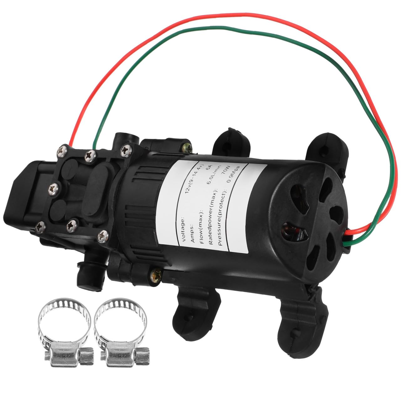Bomba de Diafragma Eléctrica 12v 70w Negra de Plástico Alta Presión y Gran Flujo para Filtro y Bomba de Presión