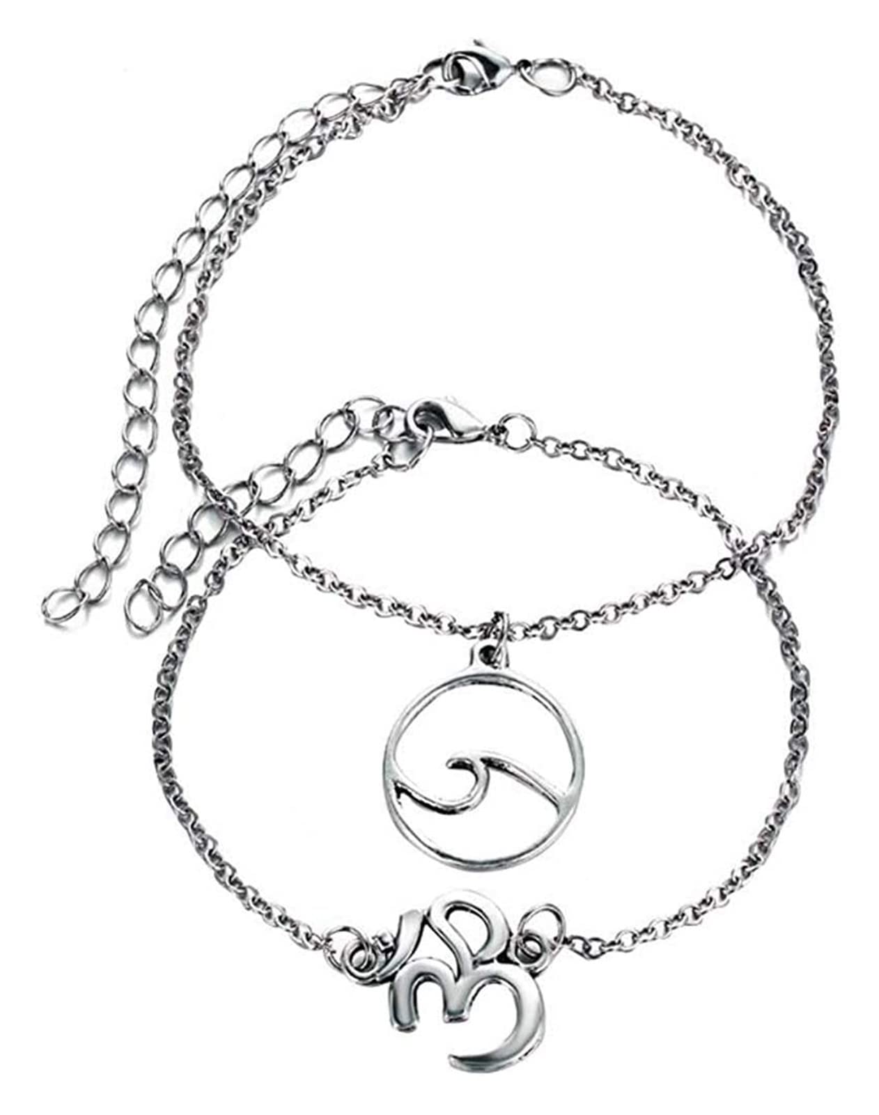 YXWYXWA Braccialetti Caviglie alla Caviglia 1Set Multiyer Multi-Strato Bohémien 3D a Onde Mari