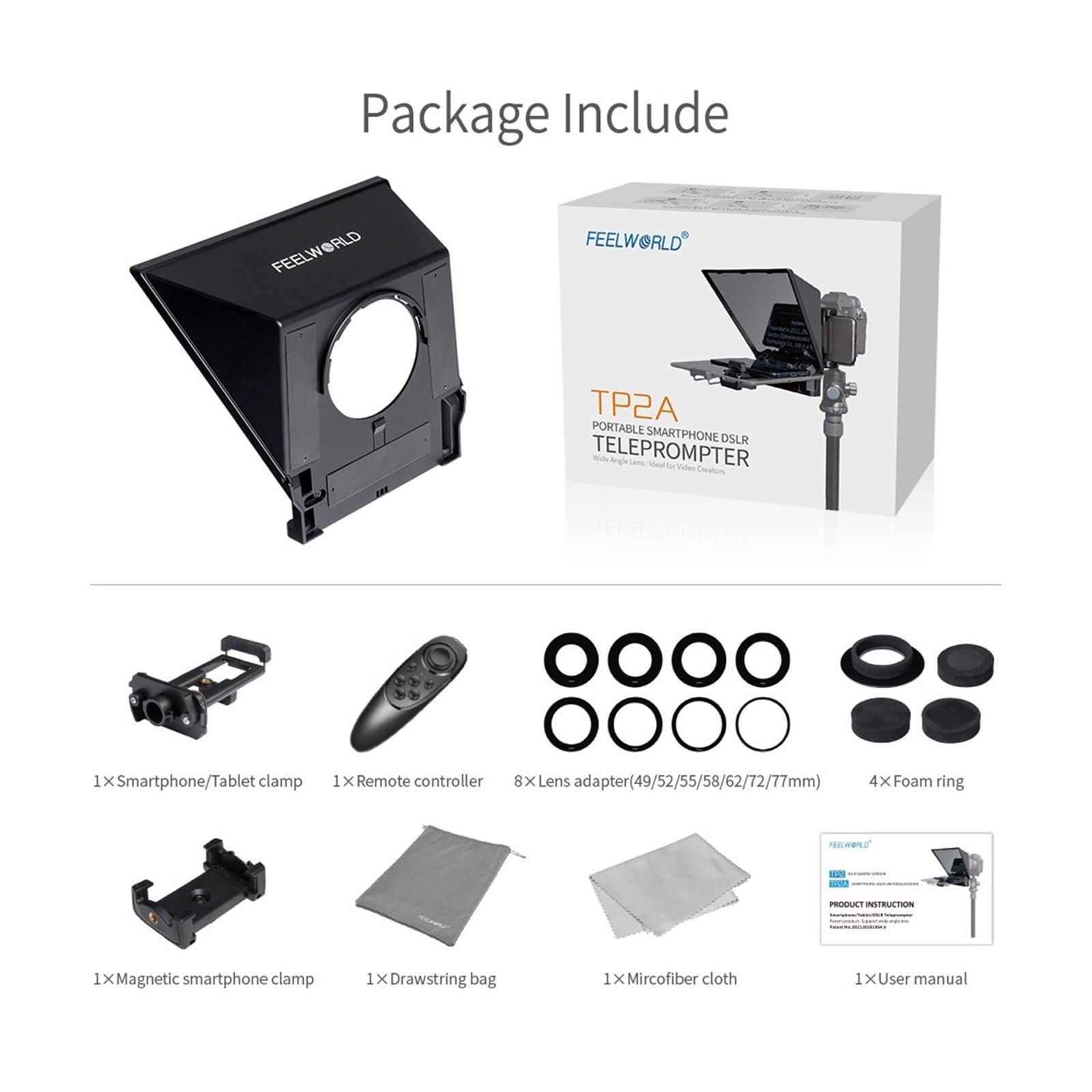 Teleprompter, Mini-Teleprompter 8 Zoll tragbar unterstützt unter 8 Zoll Smartphone-Tablet-Aufforderung Smartphone-Kamera, Online-Lehre Live-Streaming