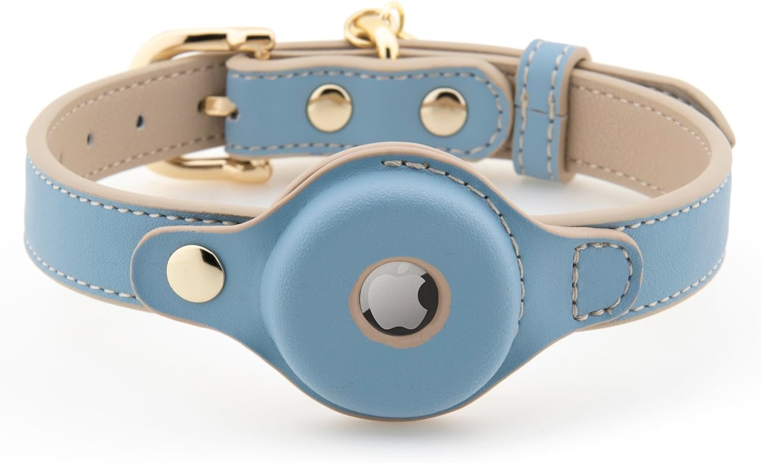 NINA WOOF Cupertino Dog Collars, Harnesses & Leashes Made from Vegan Leather with Dog Tracker Device Holder Adjustable Dog Collar - Color Blue, Medium