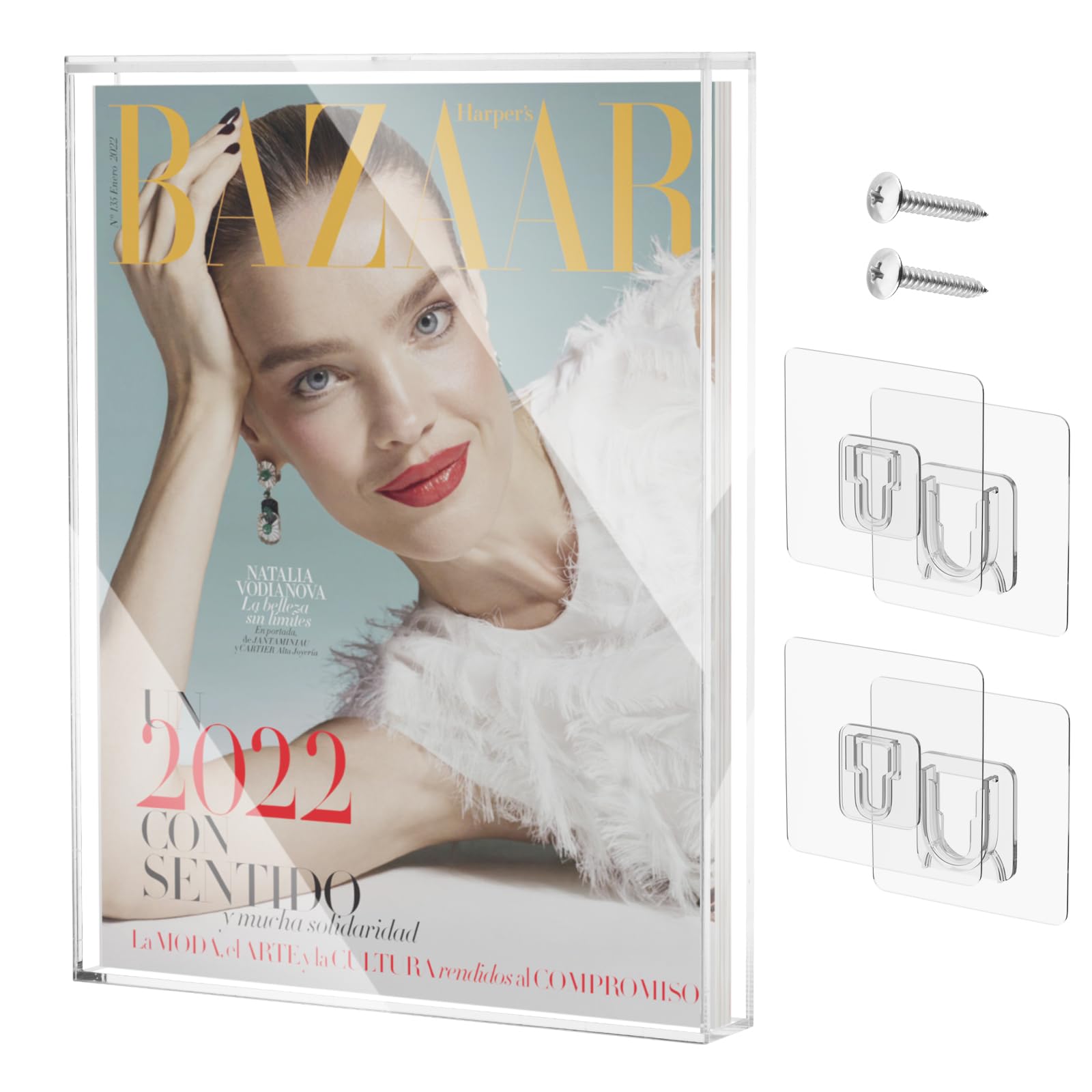 Homakover Clear Display Case for Magazine Book, Acrylic Magazine Book Frame Wall Mount, Collectible Magazine Book Storage, UV-Protection Display