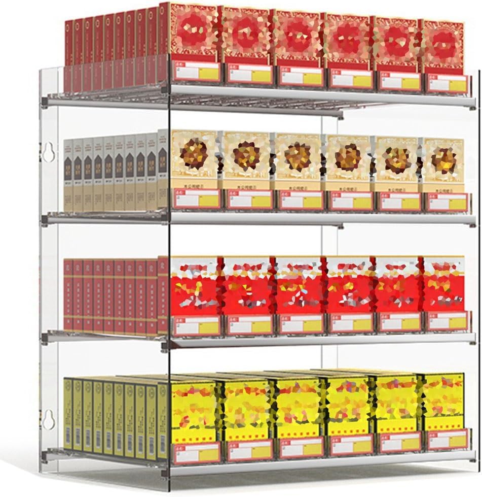 Acrylic Wall-Mounted Cigarette Display Case with Auto Pusher - Clear Organizer for Convenience Stores & Checkout Counters, 62.5x29x44.7cm, Boost Sales & Visibility