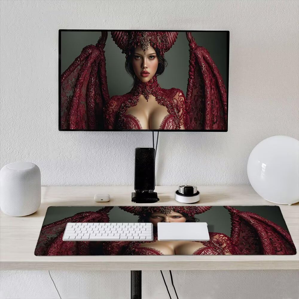 Alfombrilla Ratón XXL Alfombrilla Escritorio 1800x900mm Mouse Pad Mejora la Precisión y la Velocidad con Base de Goma Antideslizante y Bordes Cosidos Duradera Cómoda, Juegos (Chica Sexy) xR8-860