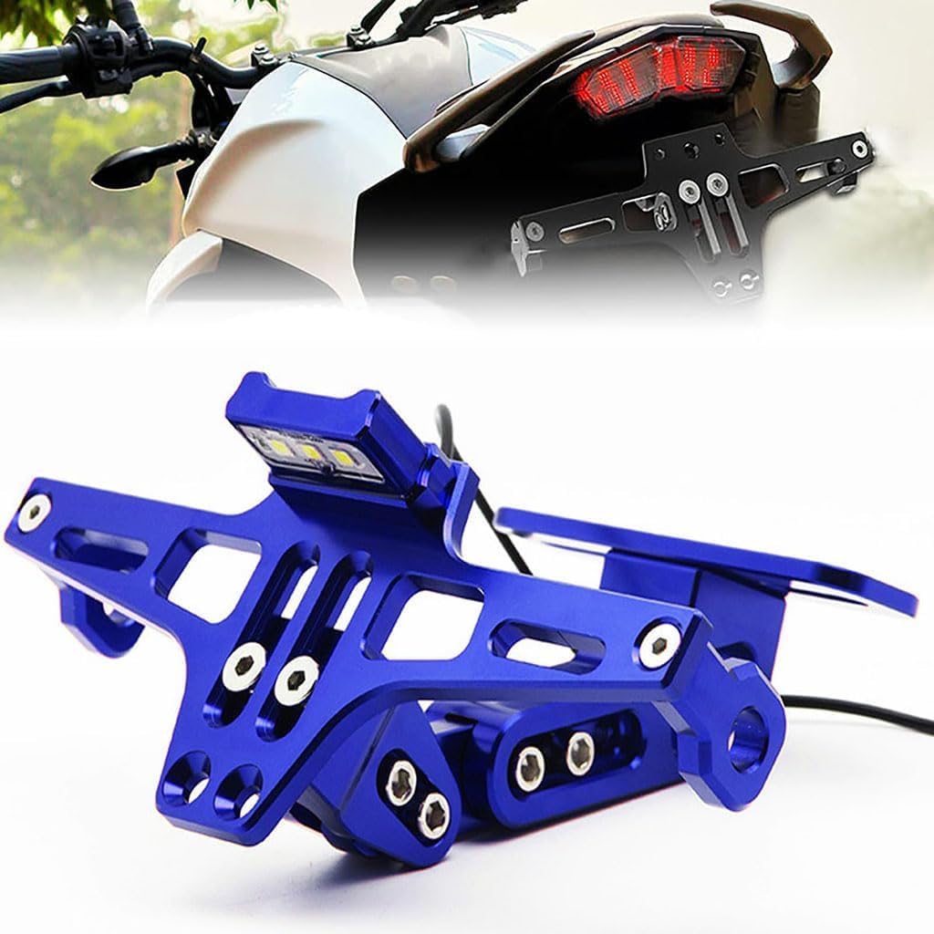 HNHPY Motorcycle License Plate Holder for Peugeot XP400 2023, Adjustable Rear License Plate Bracket Motorbike License Plate Bracket,Blue