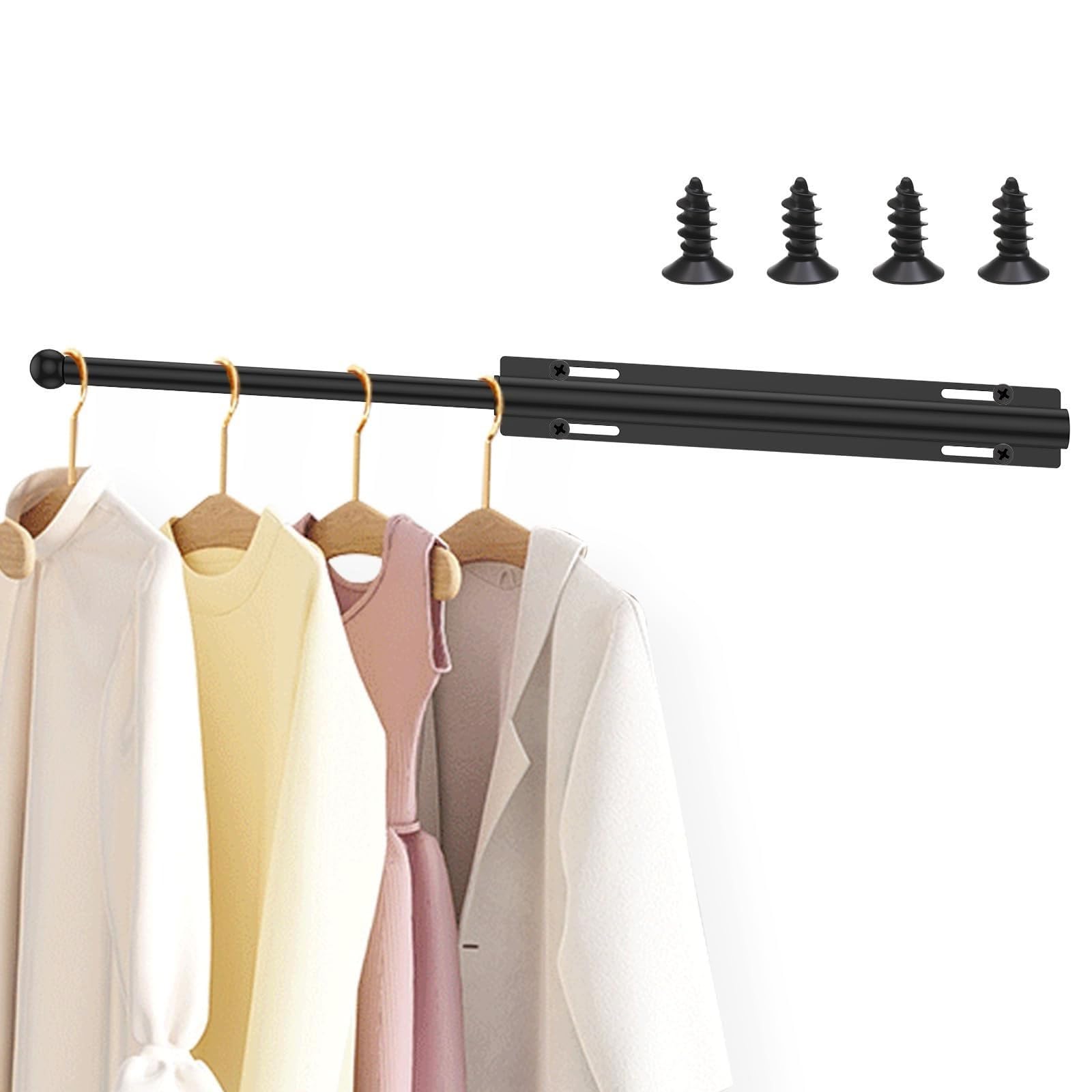 Valet Rod for Closet Pull Out, Retractable Closet Valet Rod Slide Out with Screws for Hanging Clothes Suits and Freshly Pressed Items(Black)