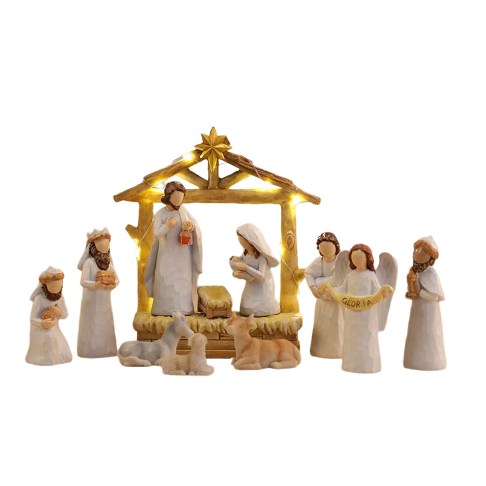 Weihnachtskrippe | Krippe Jesus Dekor Miniaturfiguren, religiöse Weihnachtsdekorationen für Wohnkultur Schreibtisch Schule Bücherregal Party Kamin Kirche