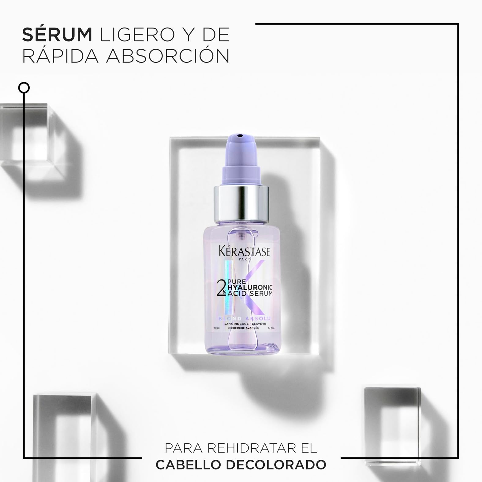 Kérastase Sérum Hidratante, Para Cuero Cabelludo Seco y Cabello Decolorado, Con 2% Ácido Hialuró