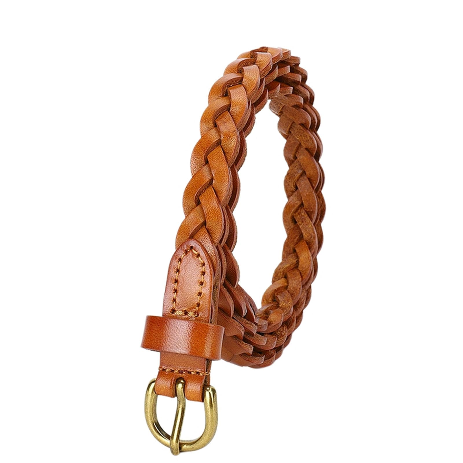 Cinturones de Mujer Cinturón Tejido Para Mujer, Informal Con Hebilla Decorativa, Fino, Moda-marrón-103cm
