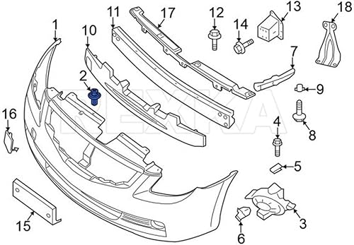 Miniatura 7 de Cubierta de parachoques Radiador Soporte Rejilla Deflector Piedra Barra de lazo Retenedor Clips 11296-AG000