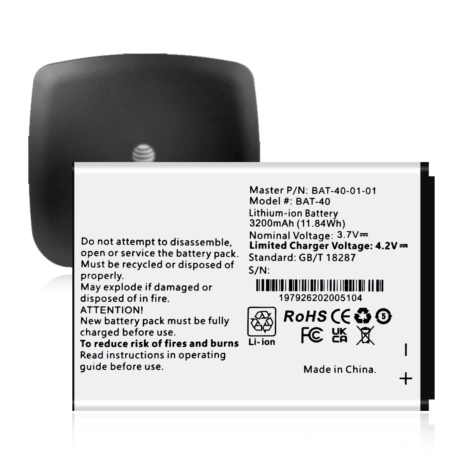 KOOAQQ BAT-40 Battery, [2025 New Upgrade] 3200mAh Ultra High Capacity Replacement Battery for AT&T IFWA-40 IFWA40 Mobile Hotspot Lithium-ion Battery