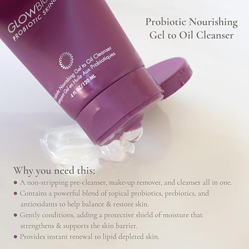 Miniatura 3 de Glowbiotics Limpiador probiótico de gel a aceite: removedor de maquillaje suave con vitamina C - Elimina eficazmente el maquillaje, aceites y