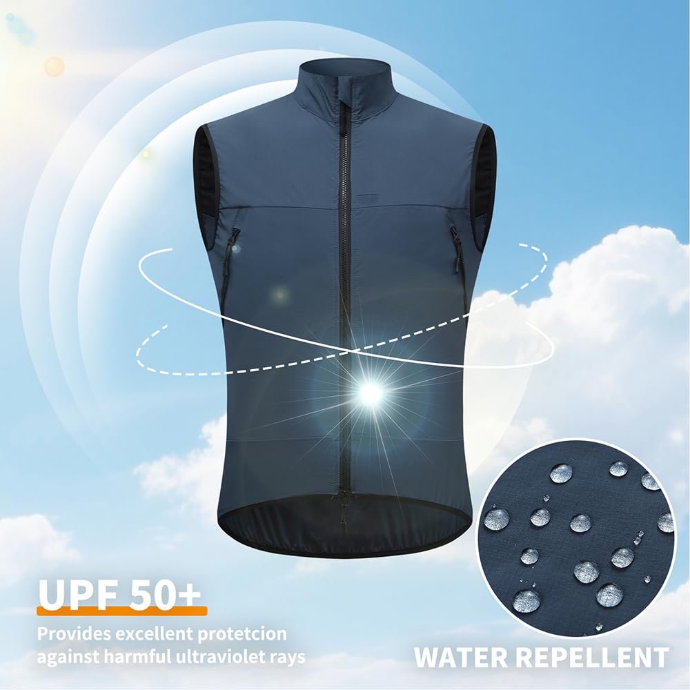 Reflectante Softshell Chaleco De Ciclismo, Hombres Mujeres Impermeable Verano Correr Chaleco De Ciclismo Ligero Sin Mangas, Transpirable Cortavientos Chaleco Deportivo Para Correr