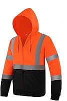 Vista 8 de sesafety Sudadera de seguridad de alta visibilidad para hombre, sudadera con capucha reflectante con cremallera clase 3, sudadera con capucha