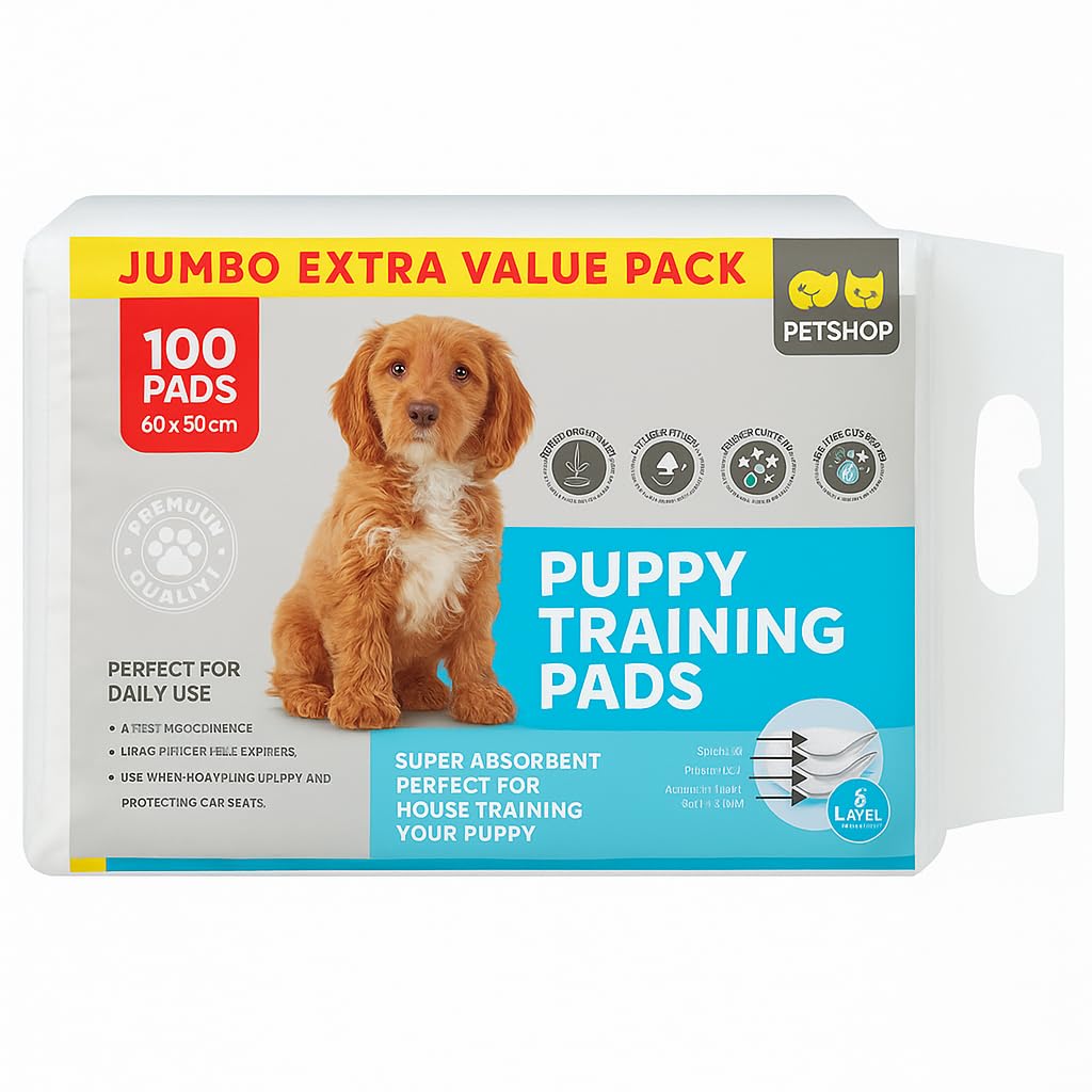 RANRHA Puppy Training Pads – Jumbo Pack of 100 | 60x60cm Super Absorbent 5-Layer Pet Pee Pads | Leak-Proof & Odour Control | Housebreaking Pads for Puppies, Dogs, and Indoor Use