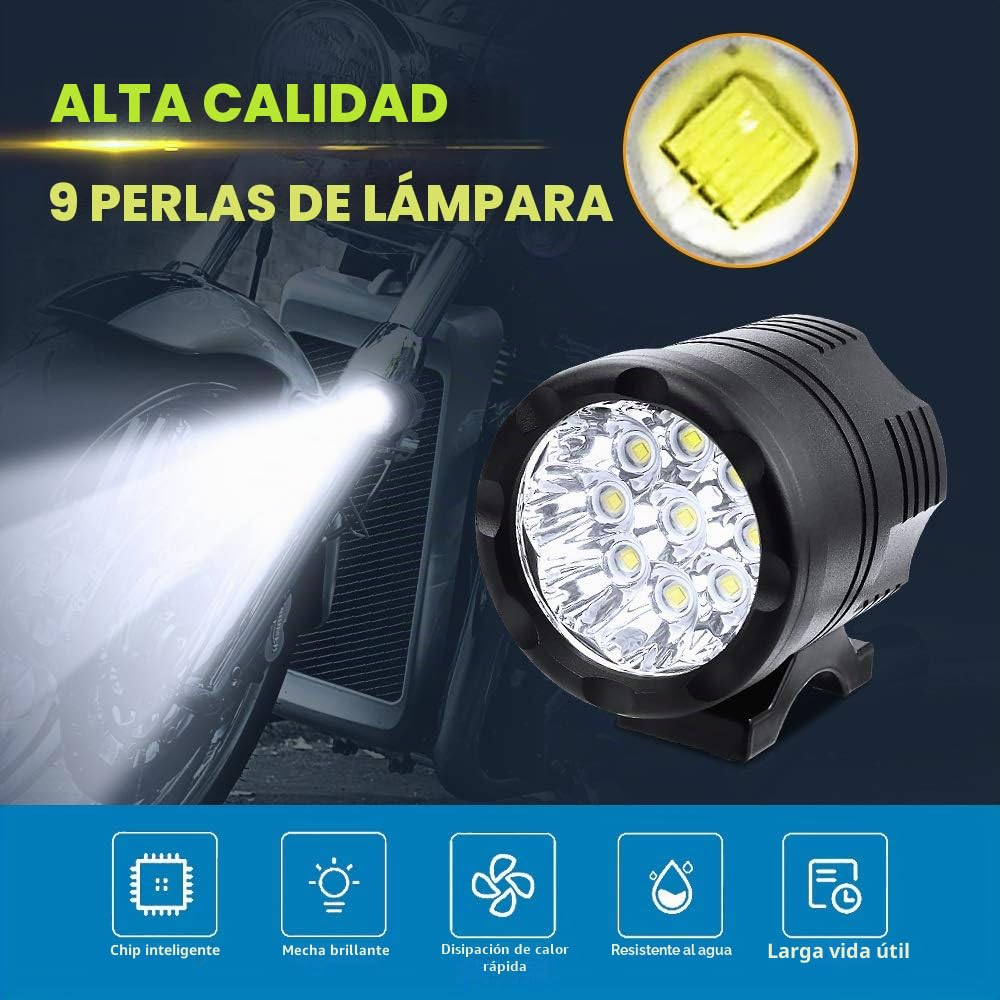 Biqing 2PCS Faros Auxiliares para Moto Focos Delanteros Con Interruptor Impermeable,12V 24V Motocicleta Luces Antiniebla Delanteras Adicionales para Motocicletas Bicicletas Coches Camiones