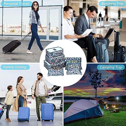 Image of Travel Organizer, Packing Cubes for Travel, Travel Essentials, Toiletry Bag, Packing Bags for Clothes, Travel Organizer for Women, Travel Pouch, Travel Organizer (BLUE FLAWER)