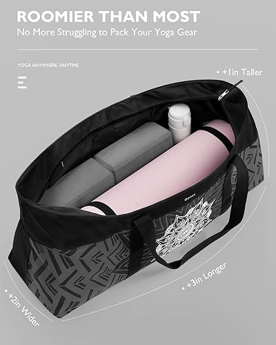 Miniatura 3 de Gonex Bolsa para esterilla de yoga, bolsa de gimnasio de lona extra grande con bolsillo impermeable, cremallera de metal, se adapta a tapetes y