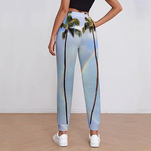 Miniatura 3 de Rainbow Palm Trees Casual Sweatpants for Women High Waisted Jogger Pants Sport Trousers with Pockets