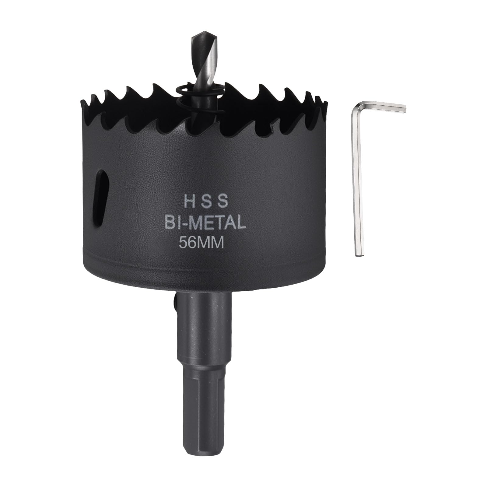 CoCud 2-13/64"(56mm) Hole Saw, M42 Bi-Metal Hex Shank Hole Cutters Drill Bit with Spring - Cutting Tool for Thick Metal Board Alloy Steel Plate. Black โ image 1