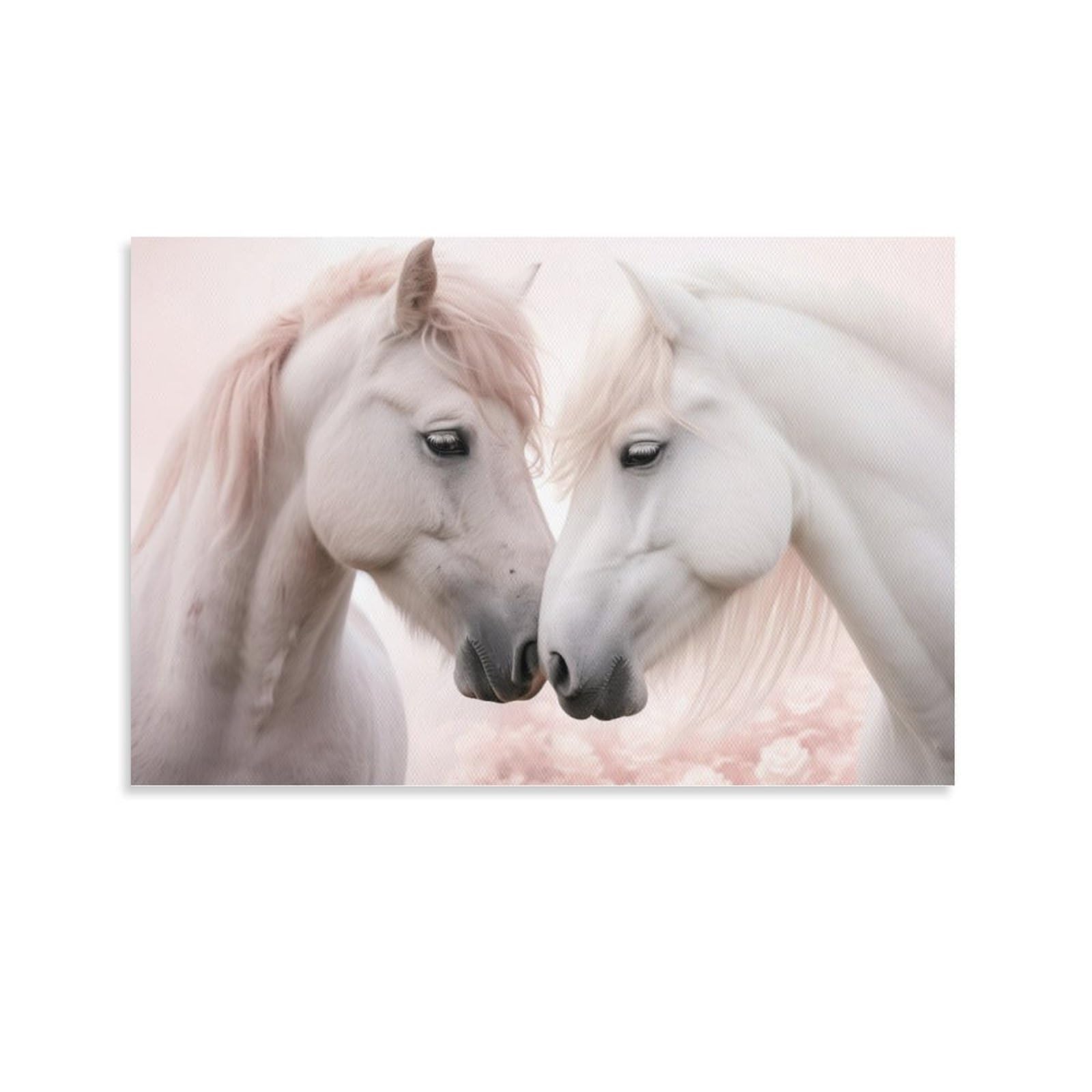 FOCCAR White Horse Canvas Wall Decor Modern Abstract Close Partner Animal Poster Wall Art for Living Room Bedroom Artwork