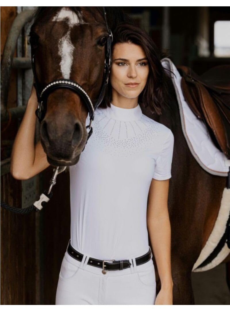 EKKIA EQUITHÈME Damen Turniershirt Poloshirt London White, Größe:XS