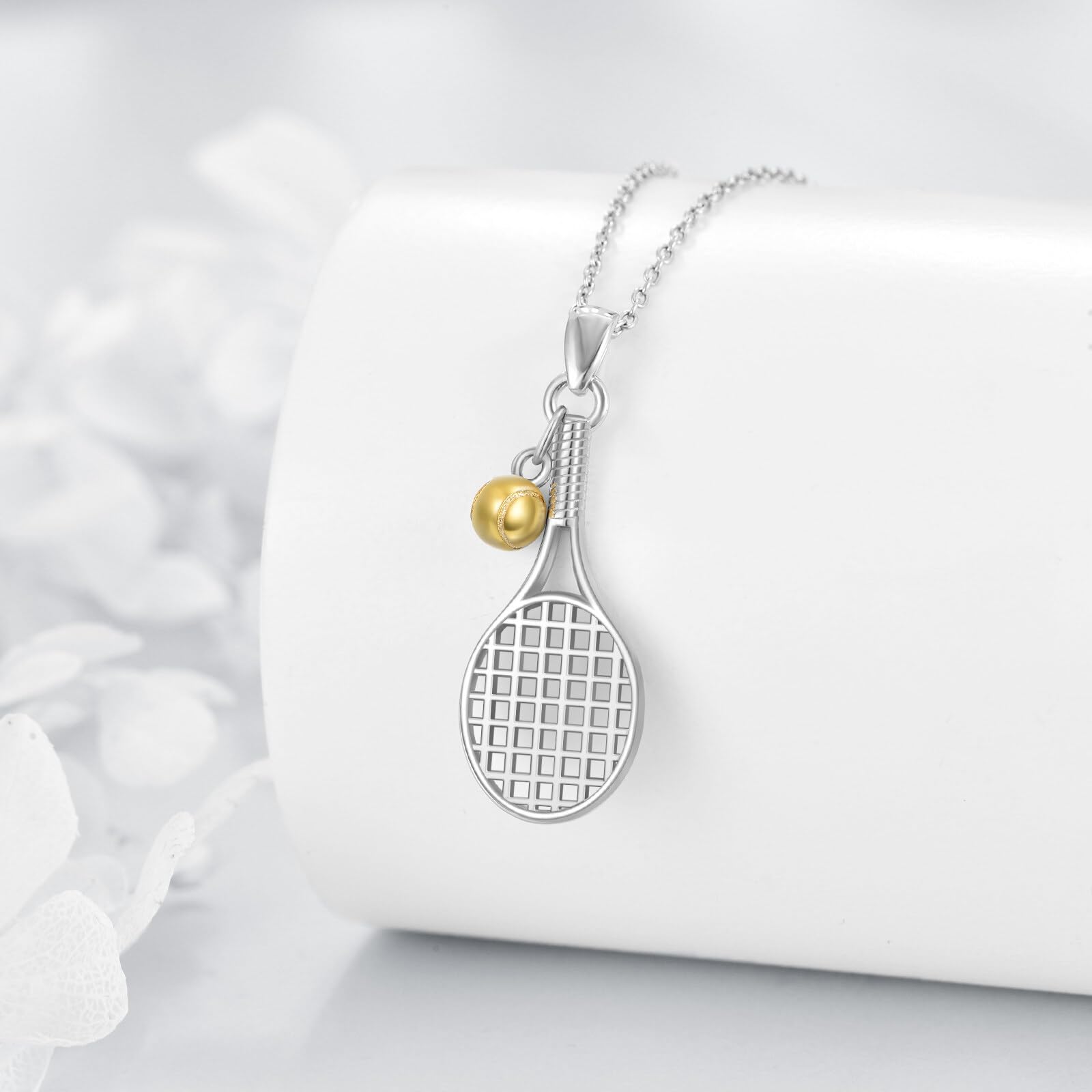 YFN Collar de tenis o béisbol para mujer, plata de ley, colgante de raqueta de tenis, joyas deportivas, regalos para hombres, niñas y niños, 22*22, Plata esterlina, No es una piedra preciosa
