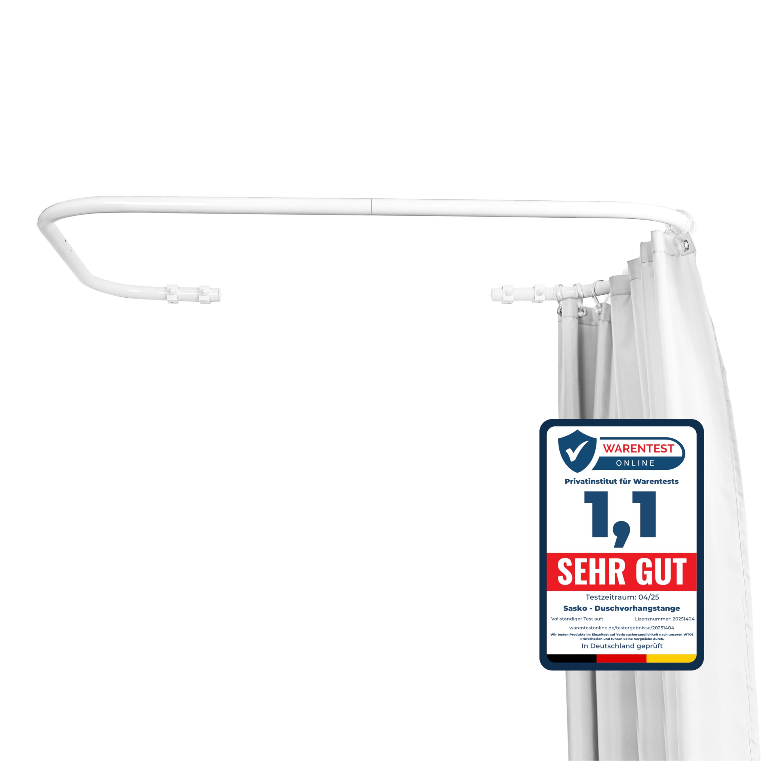 Sasko Duschvorhangstange Duschstange Ecke U-Form Duschvorhang Weiß - 200 Größen hergestellt in Polen -Aluminium Stabile für Vorhang für Badewanne & Dusche 70x140x70 cm - Ohne Deckenhalterung
