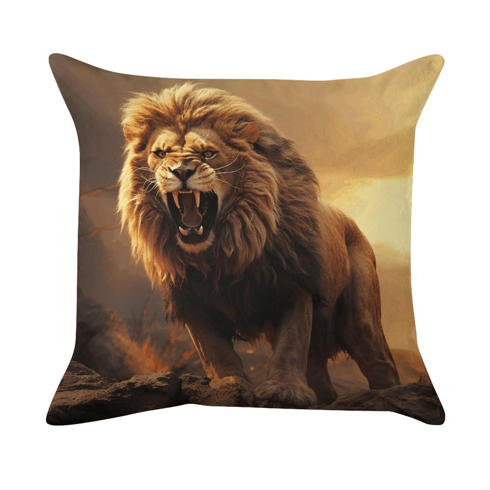 VstaDank Angry Roaring Lion Pillow Covers Super Soft Pillow Cases Square Throw Pillowcase Decorative Luxury Cushion Cases Velvet Lumbar Pillow Shells with Zipper for All Seasons