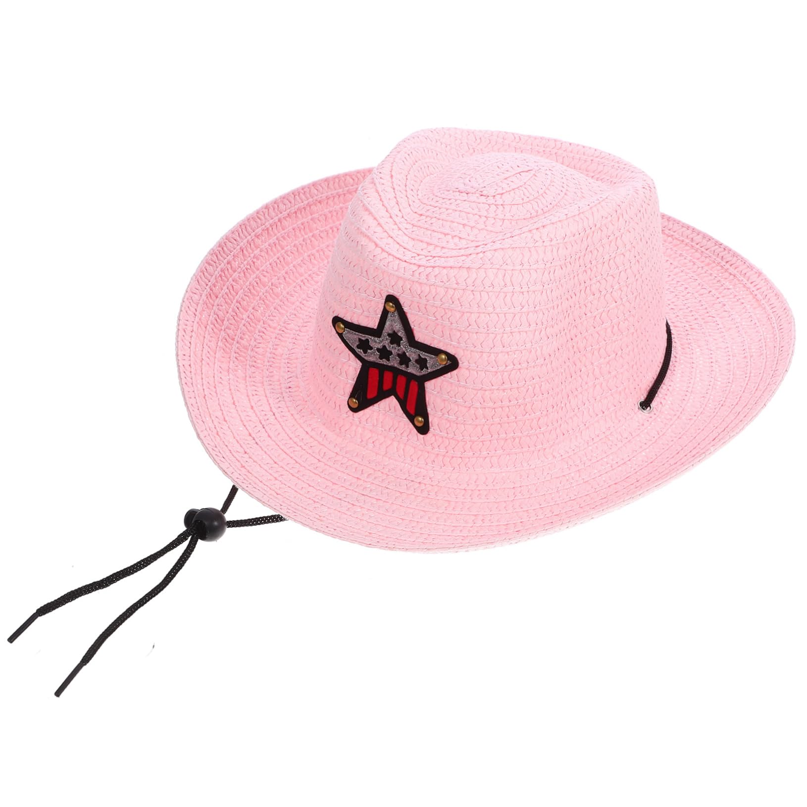 SAFIGLEChildren's Cowboy Hat Beach Sun Hat Decorative Hat Decorations Party Hats for Kids Fashionable Beach Hats for Kids Beach Hat for Kids Pink Straw Wide Brim Hat Summer Baby