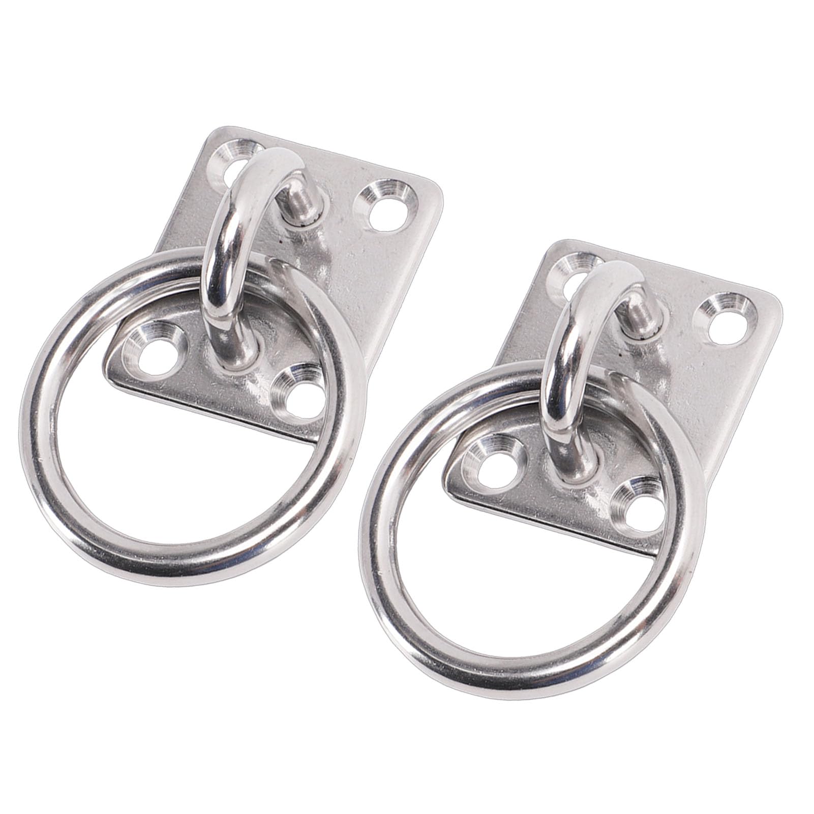 SIXRUN 304 Stainless Steel Square Eye Plate with M8 Ring, Durable Marine Hardware for Boat Rigging and Kayak Use, 40x50mm Size